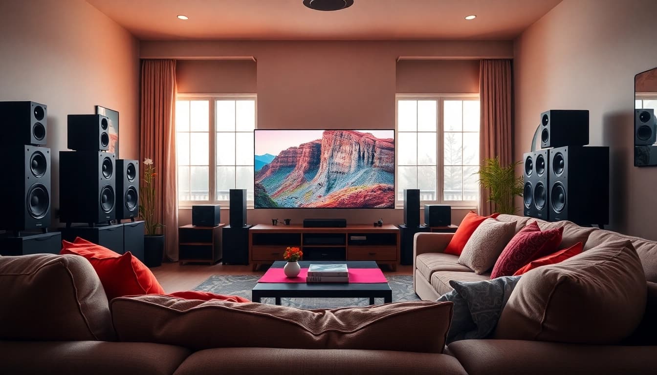 Experience iron tv through a vibrant home theater with modern decor and inviting atmosphere.