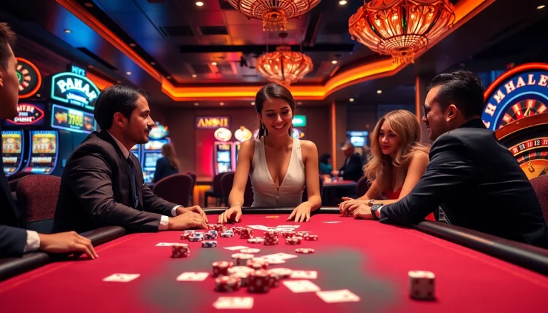 Engage in thrilling dirty ai chat while playing poker at a dynamic casino, complete with vibrant colors.