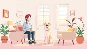 Psychologist with a dog Sydney providing compassionate therapy in a cozy and inviting environment.