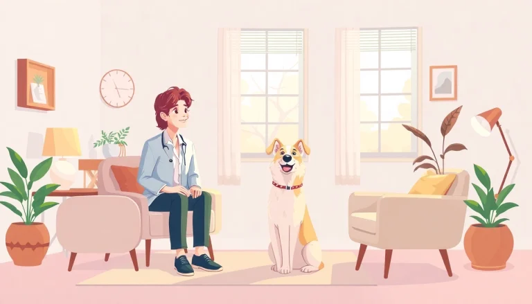 Psychologist with a dog Sydney providing compassionate therapy in a cozy and inviting environment.