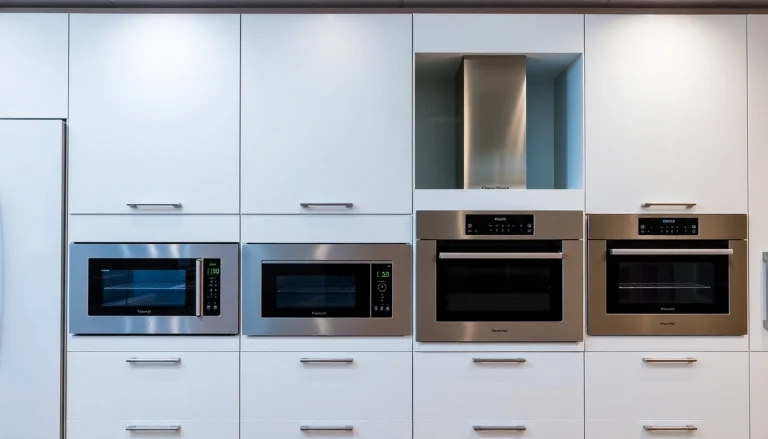 Explore уреди за вграждане showcased in a contemporary kitchen setting with sleek designs and modern aesthetics.