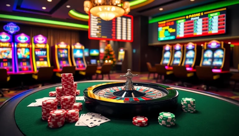 Win big at F168 with vibrant casino games, poker chips, and roulette wheels.