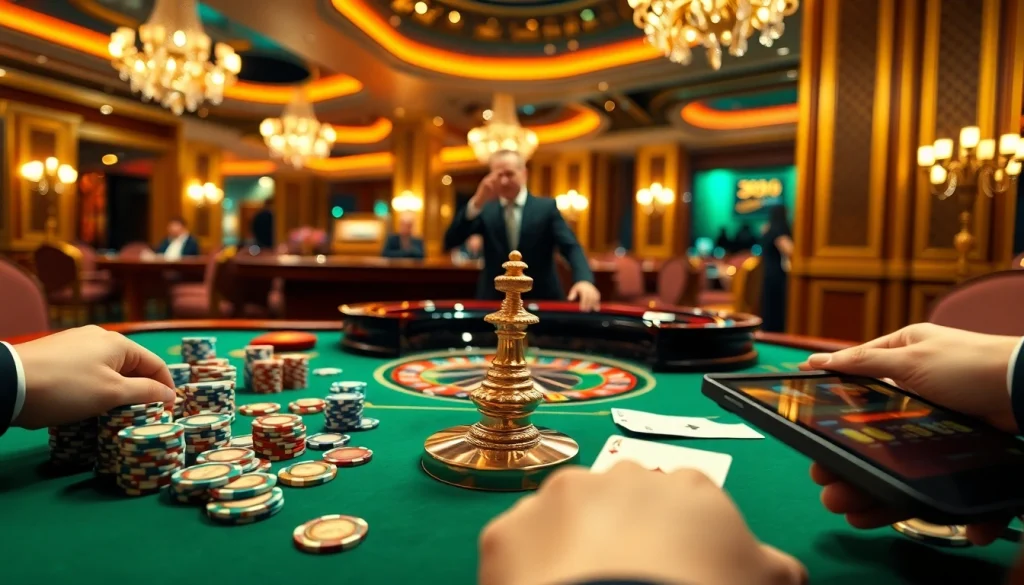 Engage in thrilling gameplay with NEW88 com at a vibrant casino table showcasing poker chips and cards.