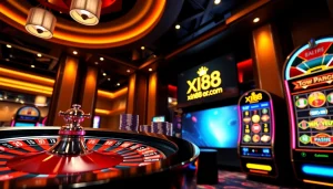 Enjoy the excitement of gambling at xin88 com with vibrant slot machines and poker chips.