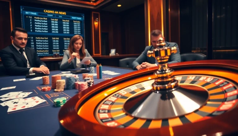 Experience the thrill of gambling at https://nhandinhkeonhacai.news/ with an elegant casino scene featuring cards and chips.