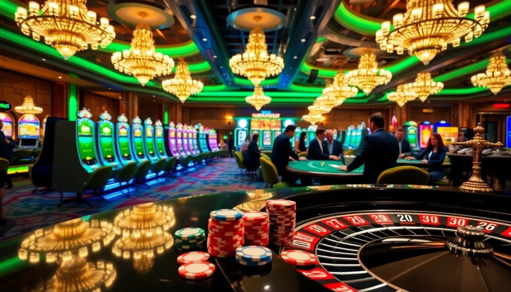 Experience thrilling high-stakes betting action at Hello88 casino with vibrant slot machines and poker chips.