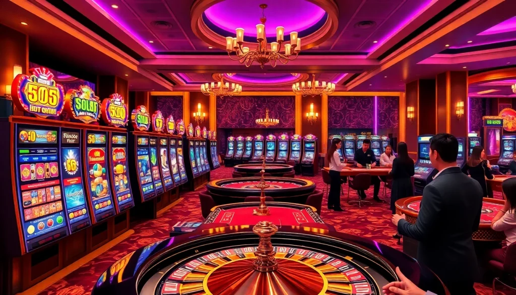 Experience the excitement at nhà cái ta88 with vibrant slot machines and roulette wheels.