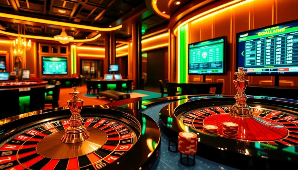 Enjoying thrilling games at https://32win2025.online/ with vibrant casino tables and poker chips.