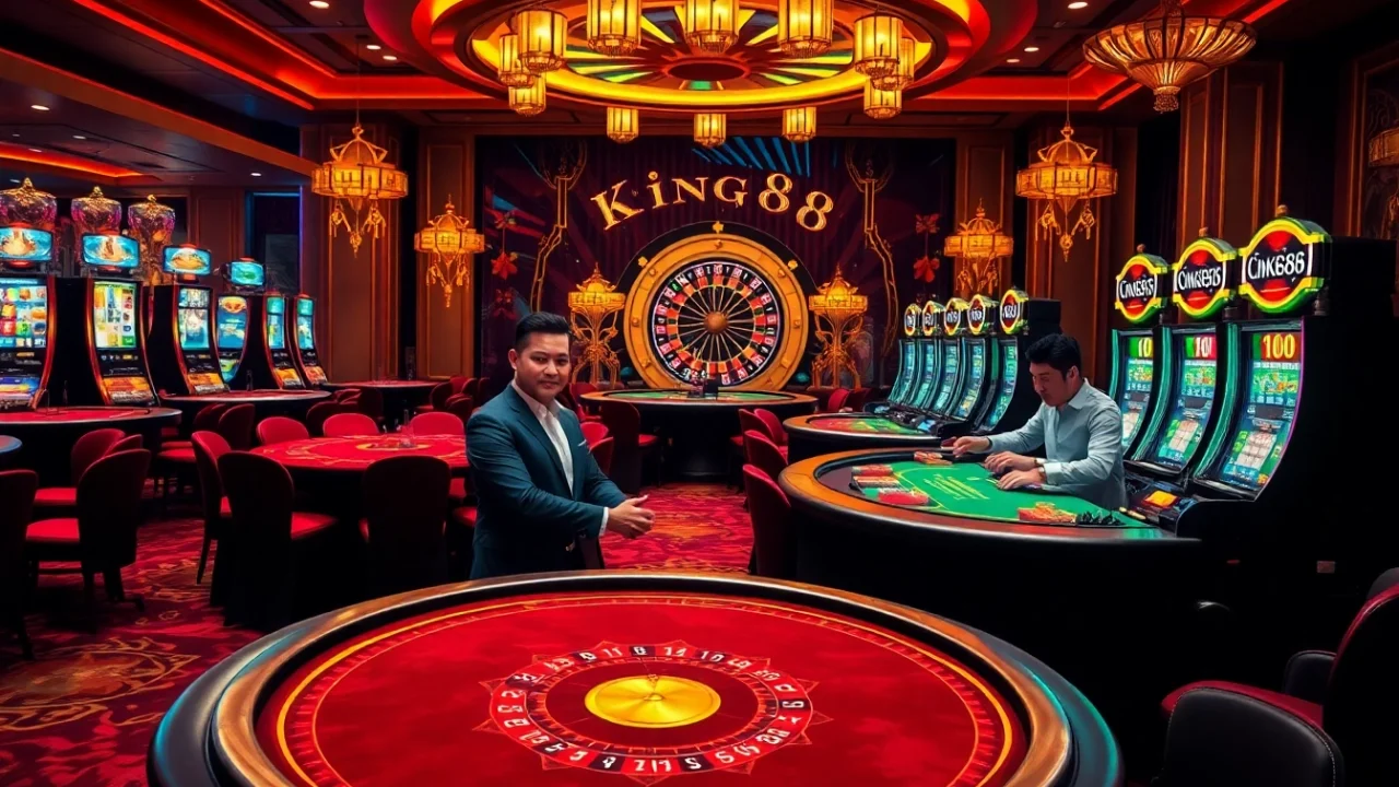 Experience the thrill of king88 with vibrant casino tables, poker action, and dazzling slot machines.