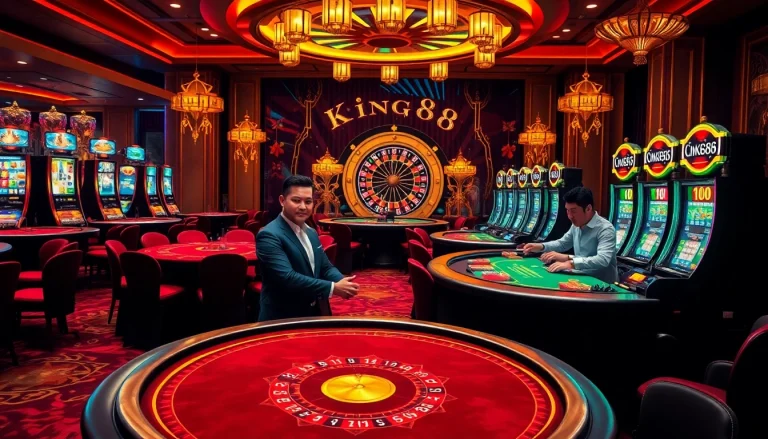 Experience the thrill of king88 with vibrant casino tables, poker action, and dazzling slot machines.