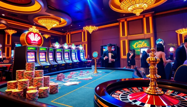 Exciting casino scene featuring Link Vào S8 with vibrant gaming tables and players enjoying their bets.