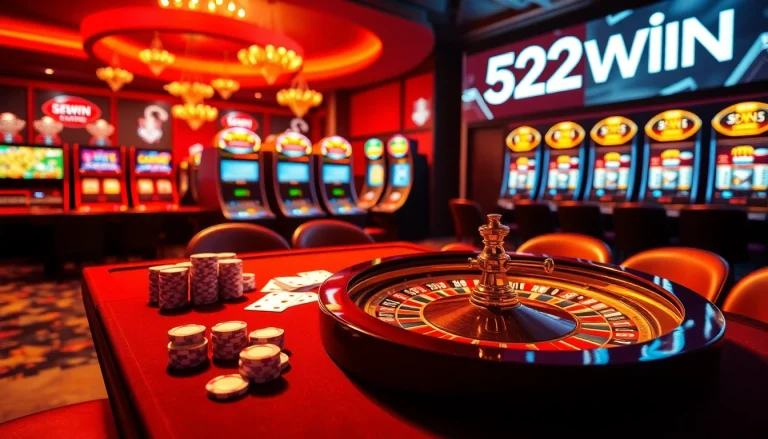 Experience the thrill of 52WIN at a luxurious casino table with cards and chips.
