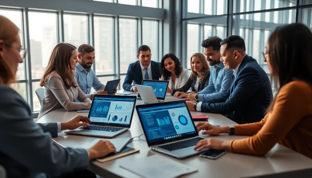 E-defter digital bookkeeping process in a modern office, showcasing teamwork and technology.