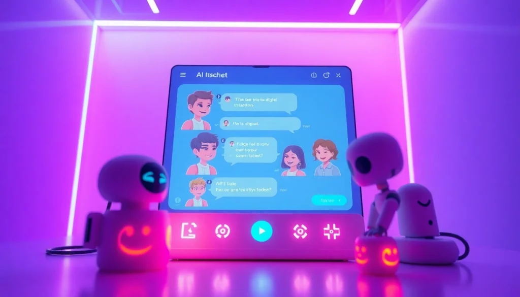 Engaging AI sexchat interface showcasing playful interactions with friendly avatars.