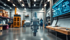 HM88 series three-valve manifold valve displayed in a modern workshop setting, showcasing engineering precision.