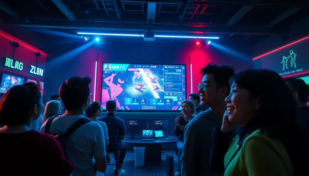 Players enjoying the LC88 Game in a vibrant, modern gaming setting with dynamic visuals.