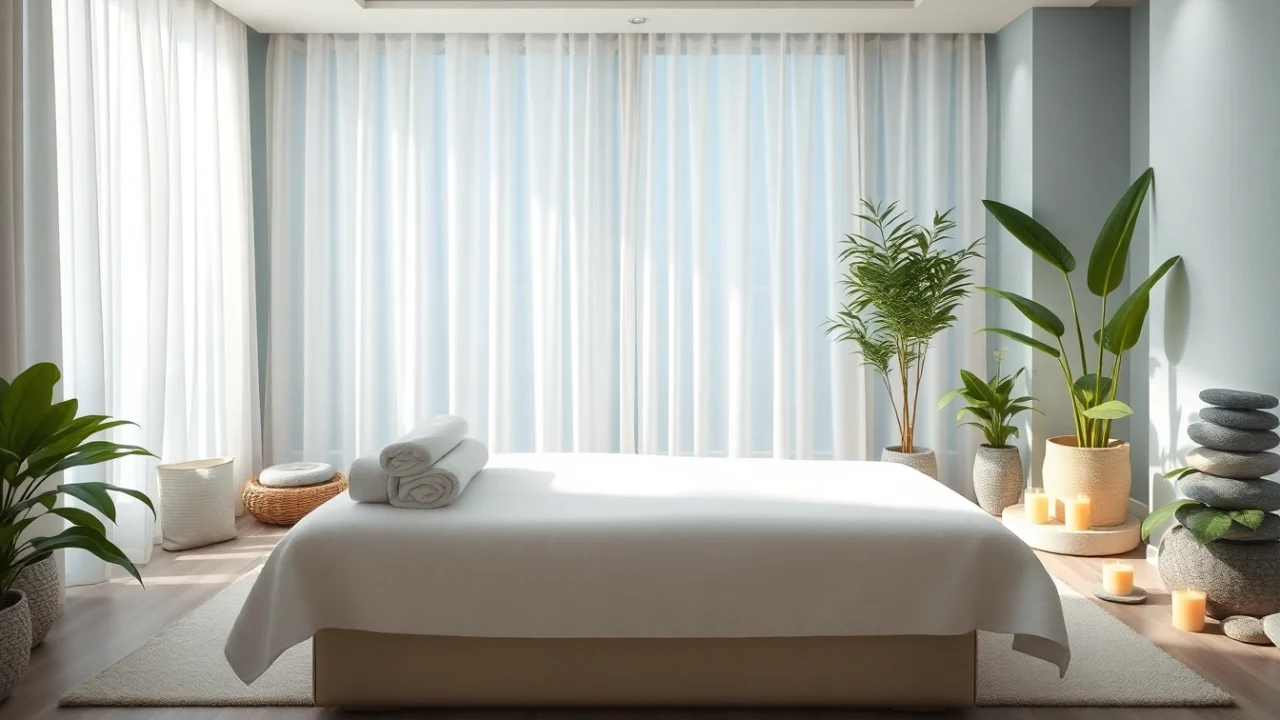 Spa ads showcasing a calming treatment room filled with natural light and soothing decor.