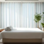 Spa ads showcasing a calming treatment room filled with natural light and soothing decor.