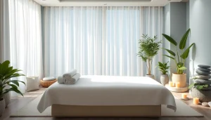 Spa ads showcasing a calming treatment room filled with natural light and soothing decor.