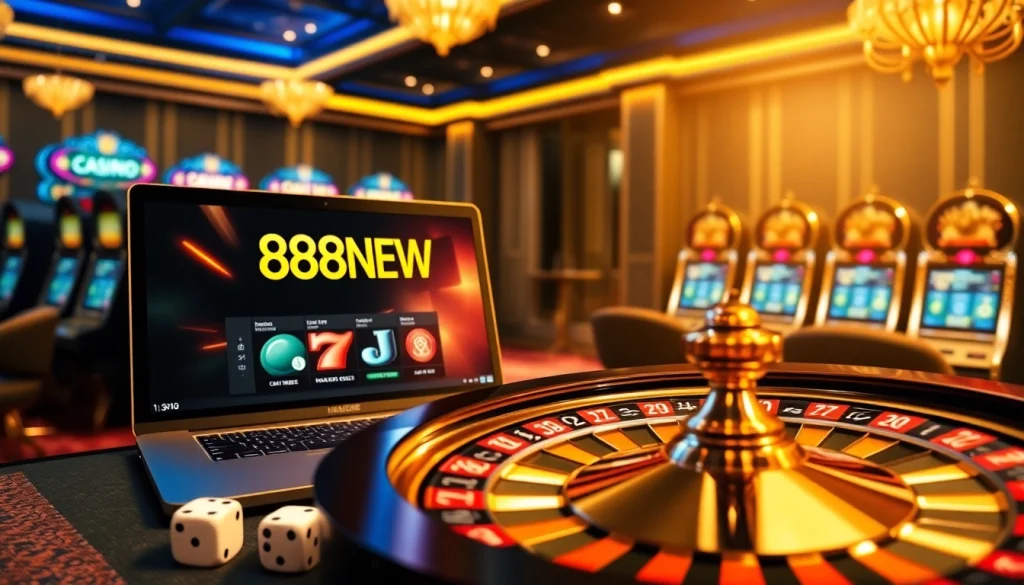 Experience thrilling games at 888NEW with luxurious casino elements and online interfaces.