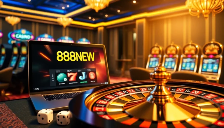 Experience thrilling games at 888NEW with luxurious casino elements and online interfaces.