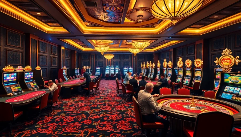 Excited players enjoying high-stakes gaming in the luxurious 6rwin Vip casino area.