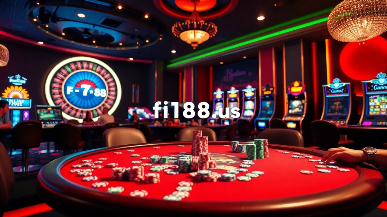 Players enjoying a high-stakes game at a casino table showcasing https://f168.us/ with vibrant chips and cards.