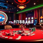 Players enjoying a high-stakes game at a casino table showcasing https://f168.us/ with vibrant chips and cards.