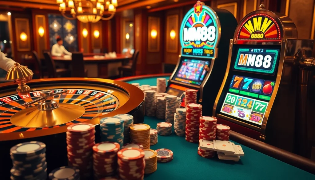 Experience luxury gambling at MM88 with lively casino tables and engaged players.