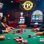 Players engaging in a professional poker game at TPJ's luxurious casino.