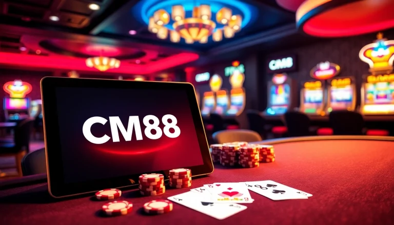 Experience the thrill of CM88 with vibrant casino visuals and exciting gaming elements.