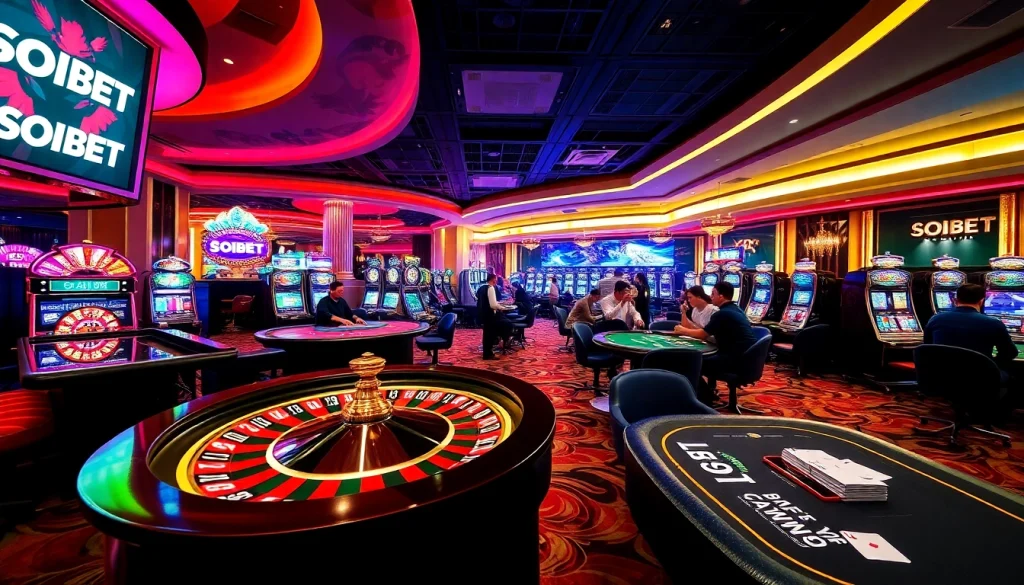 Play exciting games at SOIBET's casino with vibrant slot machines and thrilling roulette.