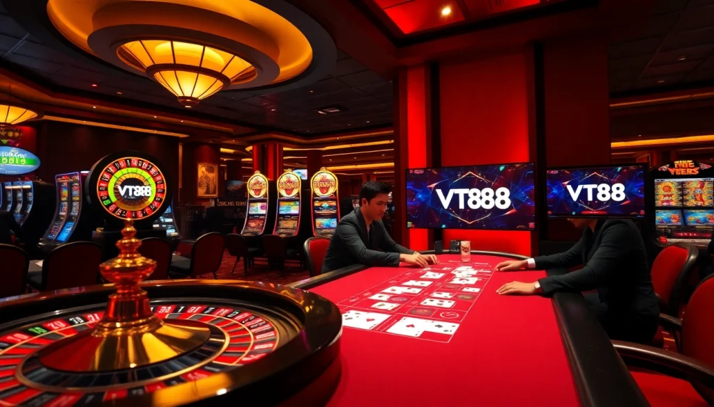 Experience the excitement of gambling at VT88 with a luxurious casino scene.