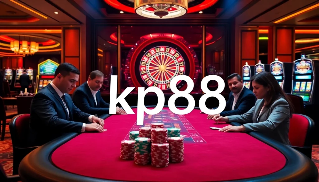 Exciting poker scene featuring kp88 chips at a luxury casino table.