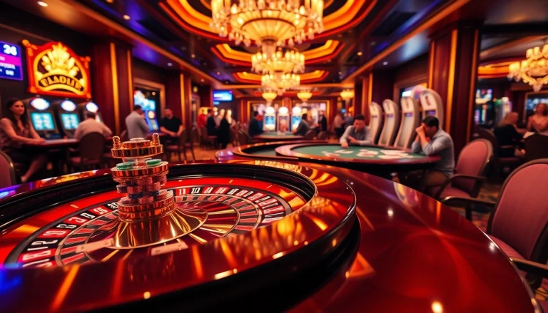 Experience the thrill of winning at J8’s luxurious casino, featuring elegant poker tables and roulette excitement.
