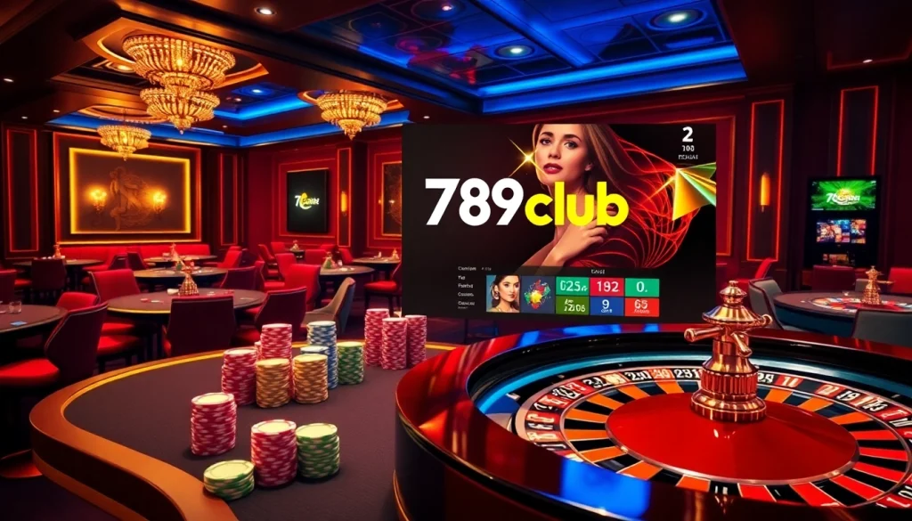 Experience thrilling games at 789club with vibrant casino tables and engaging roulette wheels.