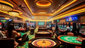 Experience the thrills of xx88 casino gaming with vibrant roulette tables and excited players.
