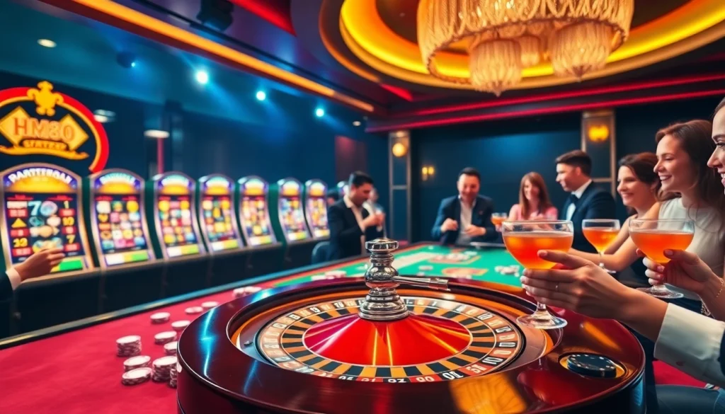 Experience high-stakes excitement with hm88 at a vibrant casino roulette table.