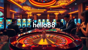 hello88 players placing bets at a vibrant casino table filled with excitement