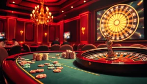 Players experiencing rich gaming action at a rikvip casino table with vibrant cards and chips.