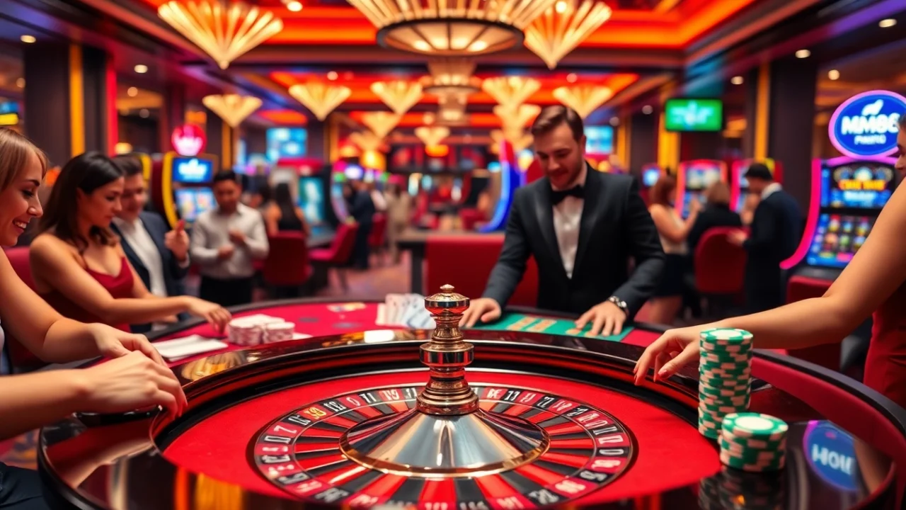 Players at the MM88 casino engage in lively roulette betting with colorful chips.