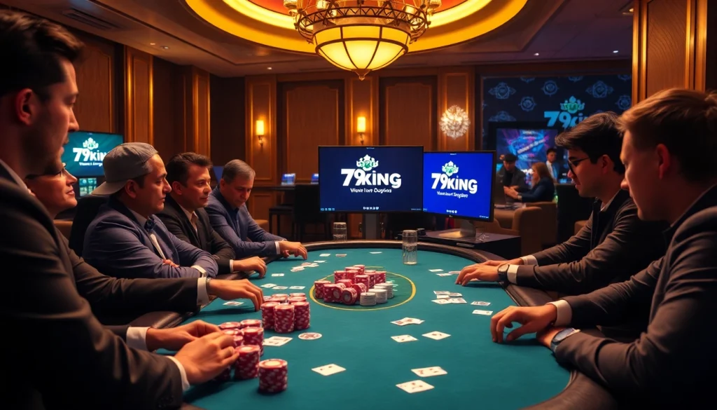 Enjoying high-stakes poker action at 79king's online platform, an exciting scene of strategy and skill.