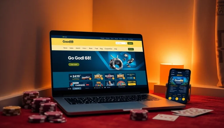 Experience online gaming with Good88's sleek interface and inviting accessories.