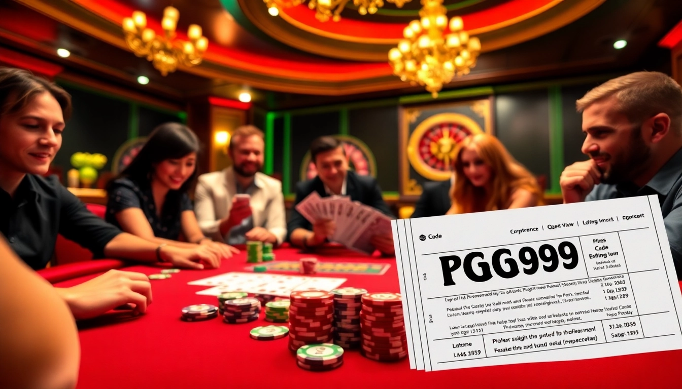 Players engaging in high-stakes poker with PG99 Code prominently featured on betting slips.