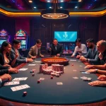 Players experiencing the thrill of gaming at KJC, with vibrant cards and chips on display.