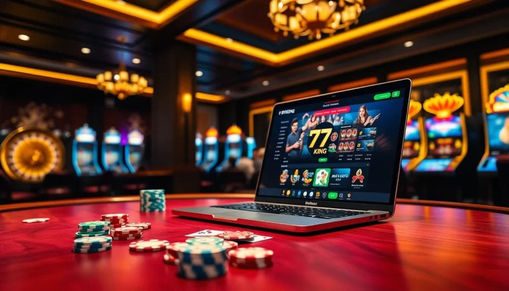 Experience the thrill of 79King with vibrant online gambling visuals featuring poker, roulette, and more.
