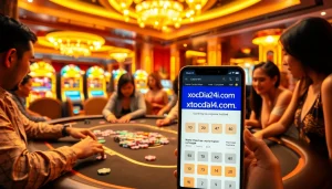 Players engaging excitedly at a xoc dia table while using https://xocdia24h.com/ online platform for betting.