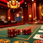 Exciting gameplay of tài xỉu md5 in a luxurious casino setting with elegant dice and betting slips.