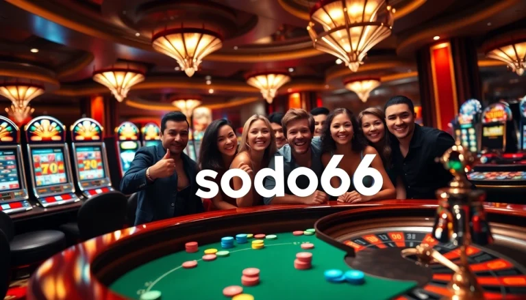 Players engaging in an exciting game at sodo66 casino table with vibrant chips.