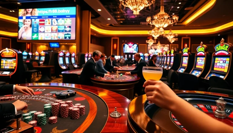 Players enjoying a vibrant casino atmosphere at https://tr88.baby/, showcasing excitement and engagement in high-stakes games.